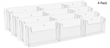 Lot of 4 Acrylic for 6 x 4 Wall Mount 3 Pocket Post Card Display Holder System