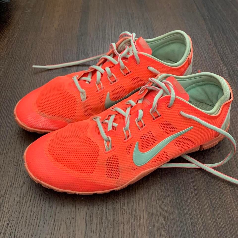 Nike Neon Orange Tennis Running Shoe Trainers w/ Pastel Blue