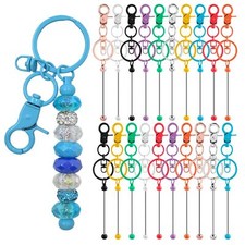 20 Pieces Beadable Keychains Bars - Diy Multicolor Blank Beadable Keychains B...