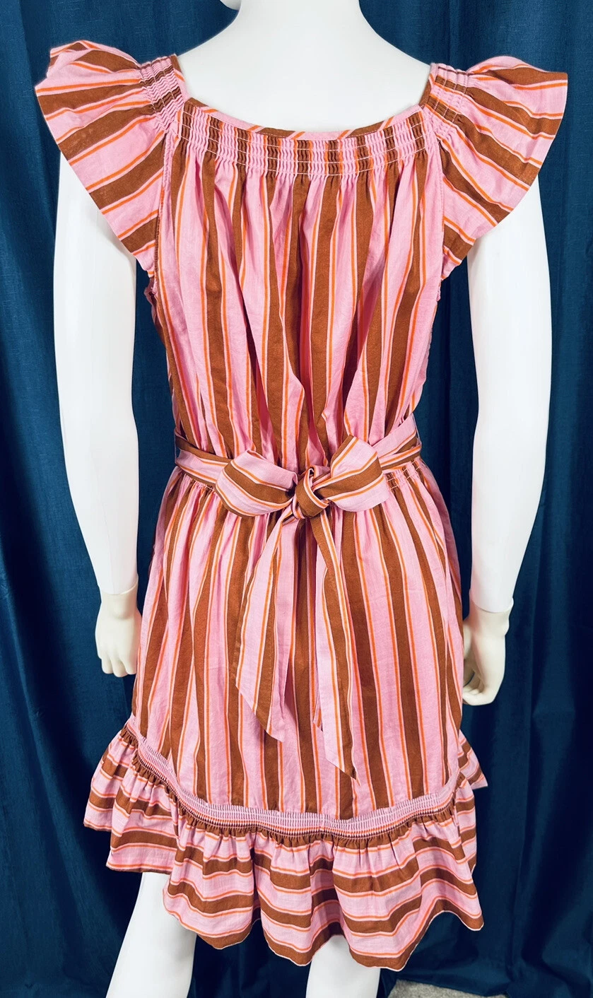 Abito Kate Spade Calais medio con volant rosa a righe cintura svasata us intime ottimeioni cond $298o