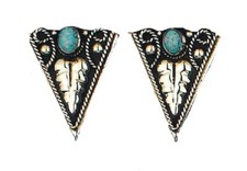 Western Express German Silver and Turquoise Collar Tips Screw On CT-59