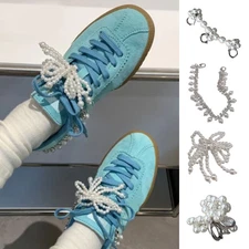 Shoelaces Clip Shoe Buckle Pearl Tassel Heel Chain Diamond Studded Detachable UK