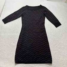 White House Black Market Women's XS Mock Neck Glitter Zig Zag Striped Dress
