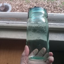 FRUIT KEEPER CGCo QUART FRUIT JAR WITH ORIGINAL CLAMP & GLASS LID