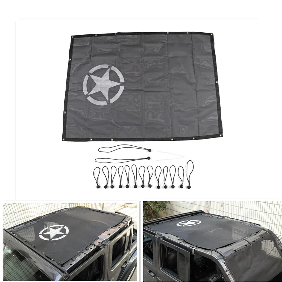 Sun Shade Top Cover Star Roof Mesh for Jeep JL 2018 2019 Parts Provides UV - Imagem 3 de 4
