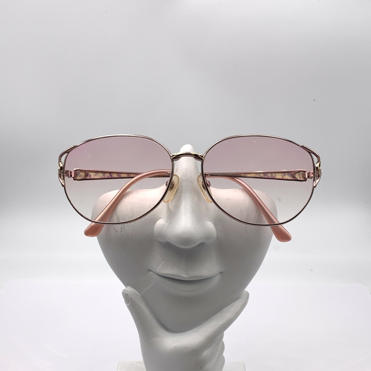 Vintage Yukiko Hanai 7231 Pink Gold Metal Oval Sunglasses  display picture 1