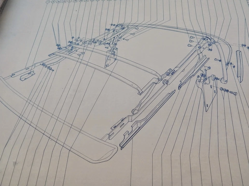 1990 CIRCA DISEGNO TECNICO CAPOTE ROVER CABRIOLET CABRIO SERIE 200 - Immagine 4 di 4