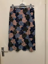 green/blue/pink floral lace skirt pencil/straight pennyblack sz 14