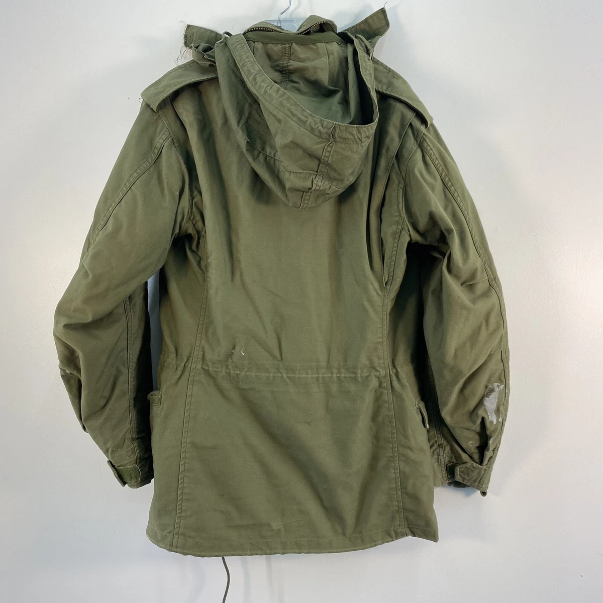 VTG US Army 615-546-8771 Olive Green Cold Weather Jacket w/Hood 