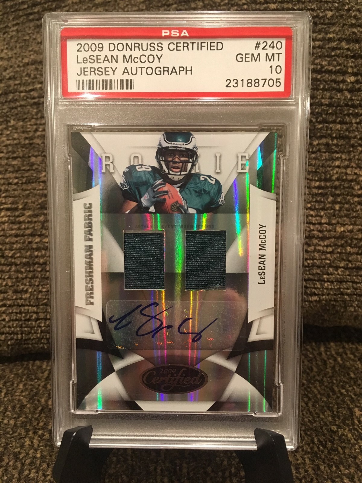 LeSean McCoy Donruss Certified #240 Jersey Autograph