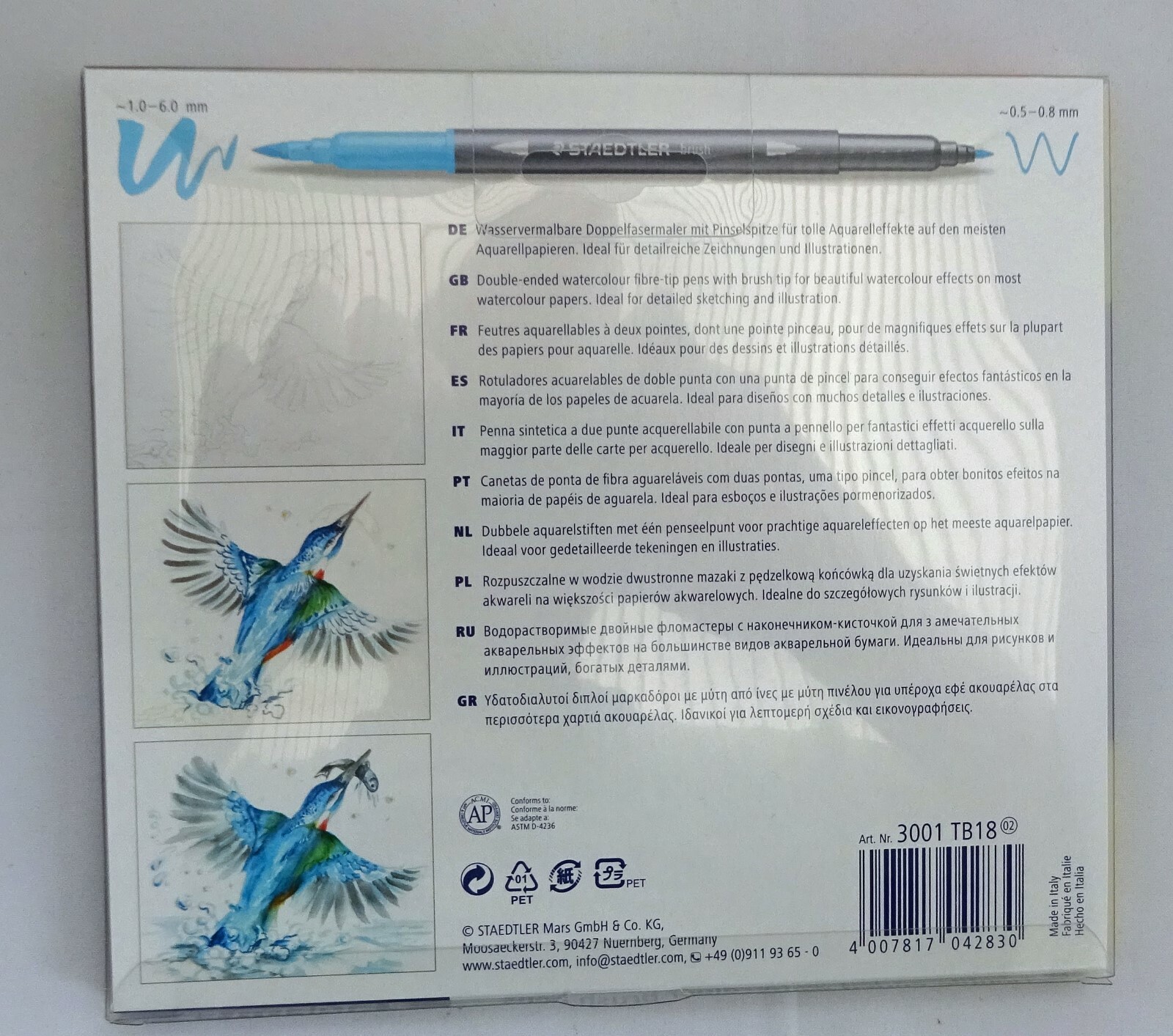 Staedtler Double Ended Watercolour Brush Pens 18 Assorted Colours