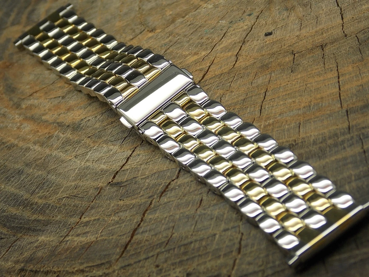 Speidel Deployment Watch Band Vintage 18mm 22mm 2 Tone Stainless