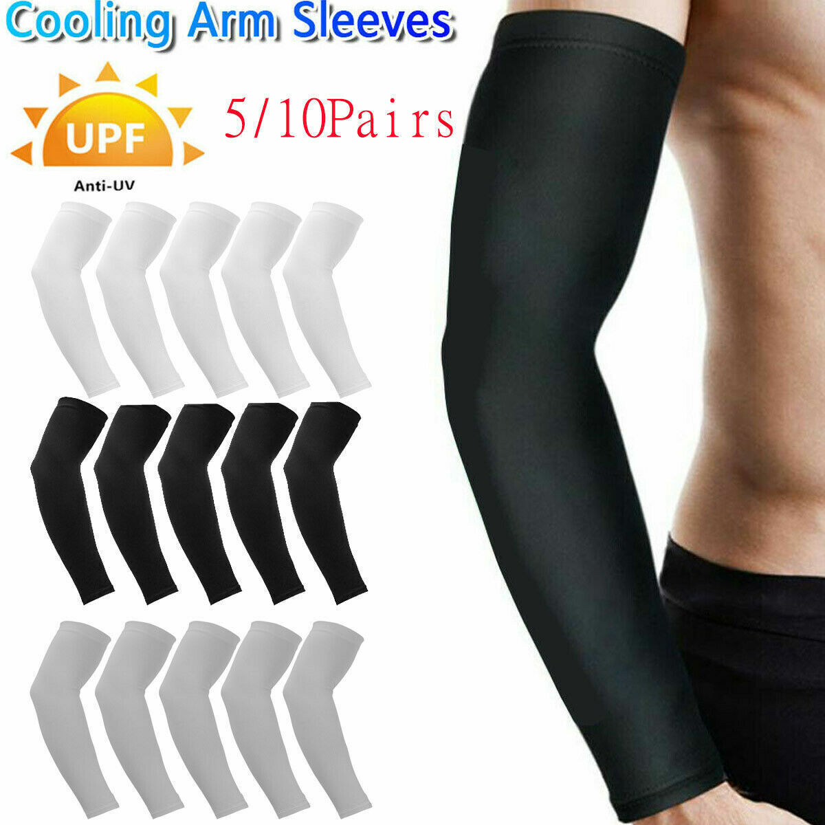 10 Pair Cooling Arm Sleeves Cover UV Sun Protection Outdoor Sports For