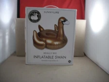 New in Box Sunnylife Inflatable Gold Swan Really Big Tube Float 54" x 37"