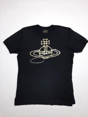 Vivienne Westwood Anglomania Gold Foil Jeans Orb Black Tee Size XL