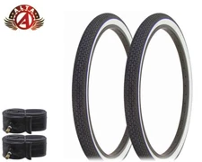 2 ALTA BICYCLE CRUISER TIRE 26 x 2.125 WHITEWALL BLUE LINE CLASSIC BRICK w/TUBES