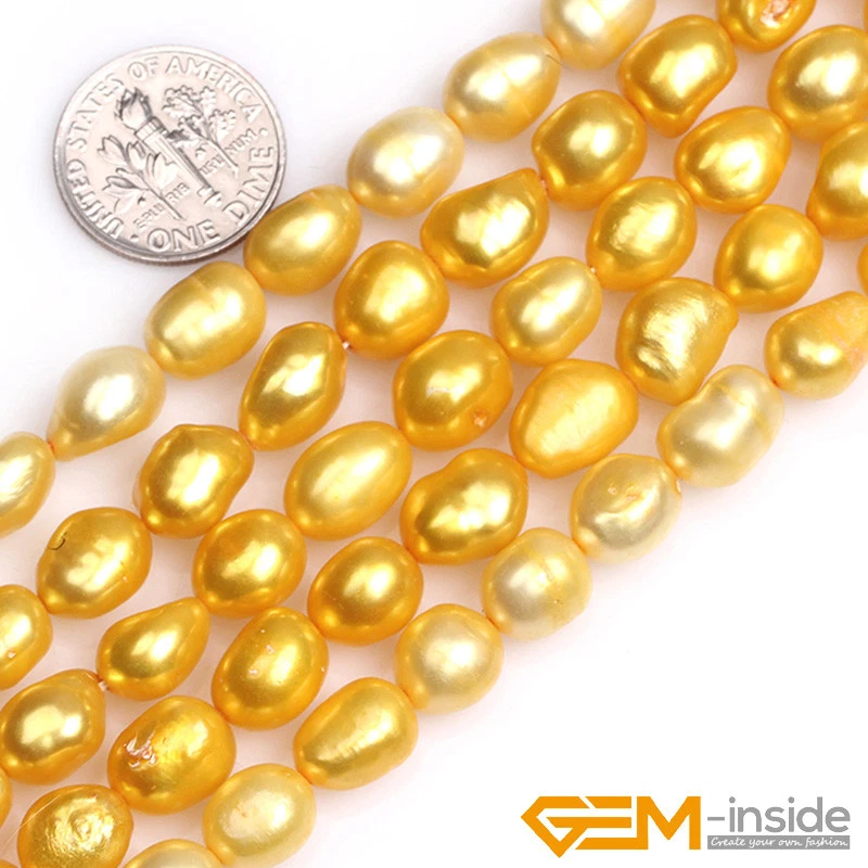 Cuentas de arroz coloridas de perlas de agua dulce de forma libre para hacer joyas 14" 8-9x10-11 mm Foto 3 de 4