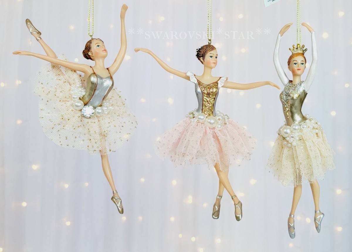 Nutcracker Ballet Ballerina Christmas Ornaments Embellished