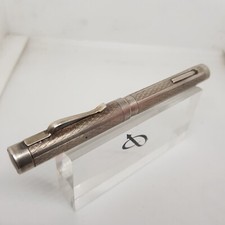 Ancien Stylo à Plume a Pompe ARGENT MASSIF et Plume Or 18K Année 1930