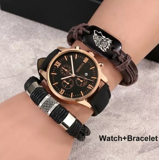 Luxury Men's Watch Set with Bracelet 3PCS Top Brand Quartz Gift-image
