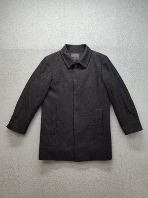 J Hilburn Men Coat M Charcoal Button Up Collar Long Sleeve Winter Warmer Italy