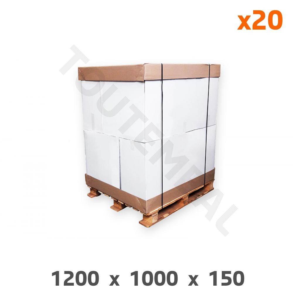 Coiffe carton pour palette 1200x1000x150 mm, la solution contre le vol de marchandises