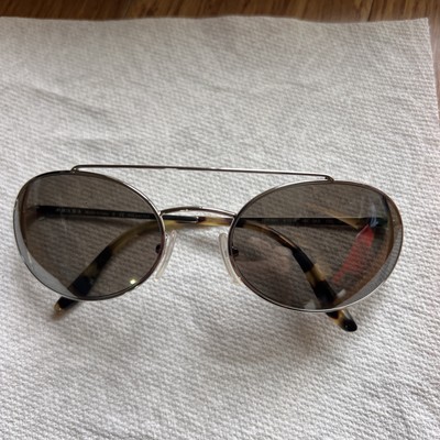 PRADA Sonnenbrille SPR 66V 61-19 1BC-5K0 130 3P Pilot Schmal Silber Herren +Etui