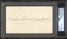 Sam Crawford Signed Index Card Auto Autograph PSA DNA