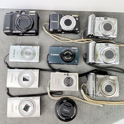 Canon Digital Camera Lot Bundle - Powershot G10 IXUS 145 170 SELP1650 A720 A3400