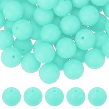 60 Pcs Silicone Beads, 15mm Bulk Beads for Keychain Making, Sky Blue