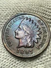 1897 Indian Head Penny - Au+ High Grade Toned Dark