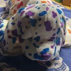 Vintage Rare Lisa Frank Dotty Paws 24 in.  stuffed dog.  White w/Rainbow Spots.