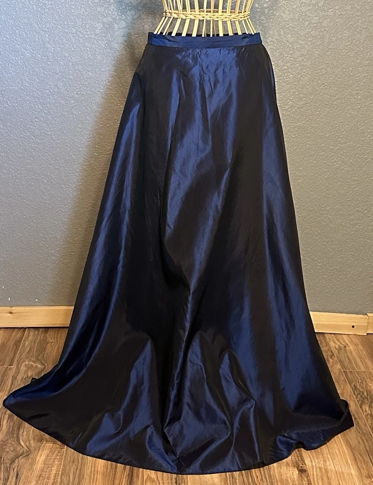 Maxi Falda De Tafetán Azul Jessica McClintock Millennium 2000 De Colección 12 (Funciona Pequeña) Foto 2 de 4