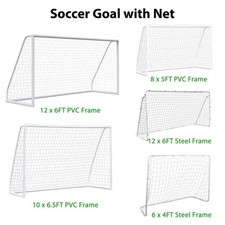 6x4/8x5/10x6.5/12x6FT Soccer Goal Net Frame Backyard Football Training Set