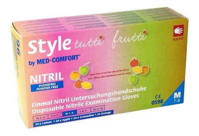 Einmalhandschuhe, Nitril Handschuhe, tutti frutti, pf, 10x96 Stk, Größe XS-XL