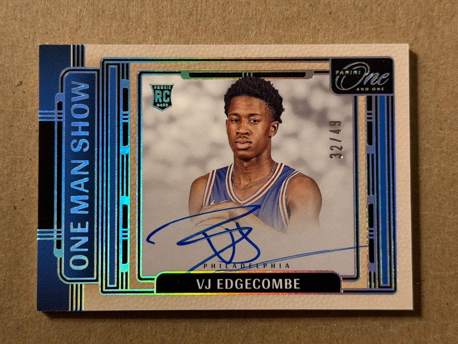 2025-26 Panini Noir VJ Edgecombe One & One Man Show Holo RC Auto /49 ON-CARD