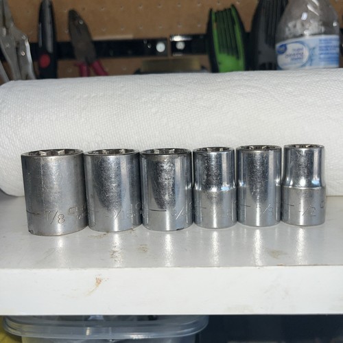 Craftsman 12 Point 1/2 inch drive Sockets SAE set of 6 From 1/2 To 7/8”