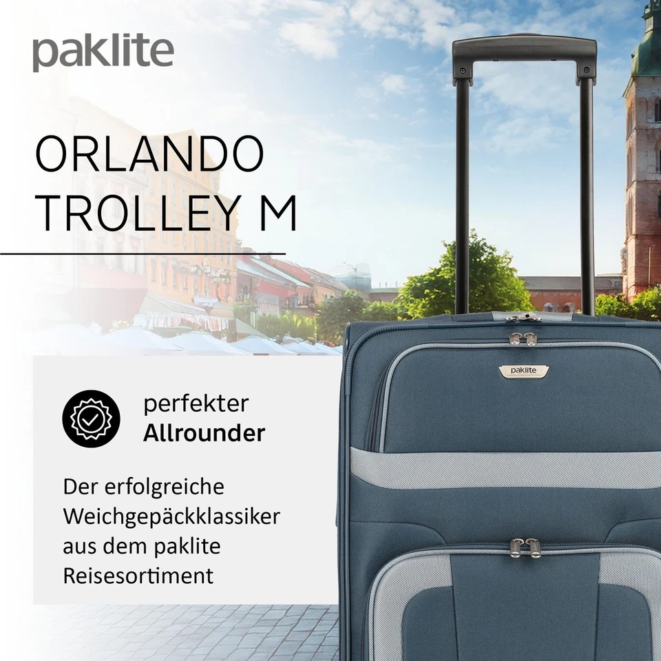 Reisekoffer mit 2 Rollen, Rollkoffer mittelgroß, Orlando, klassischer Weichsc... - Bild 2 von 4