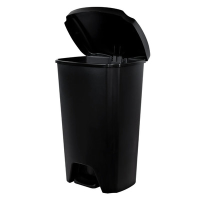 Kitchen Trash Can, 12.1 Gallon Plastic Step Garbage Bin with Foot Pedal Lid, Bla