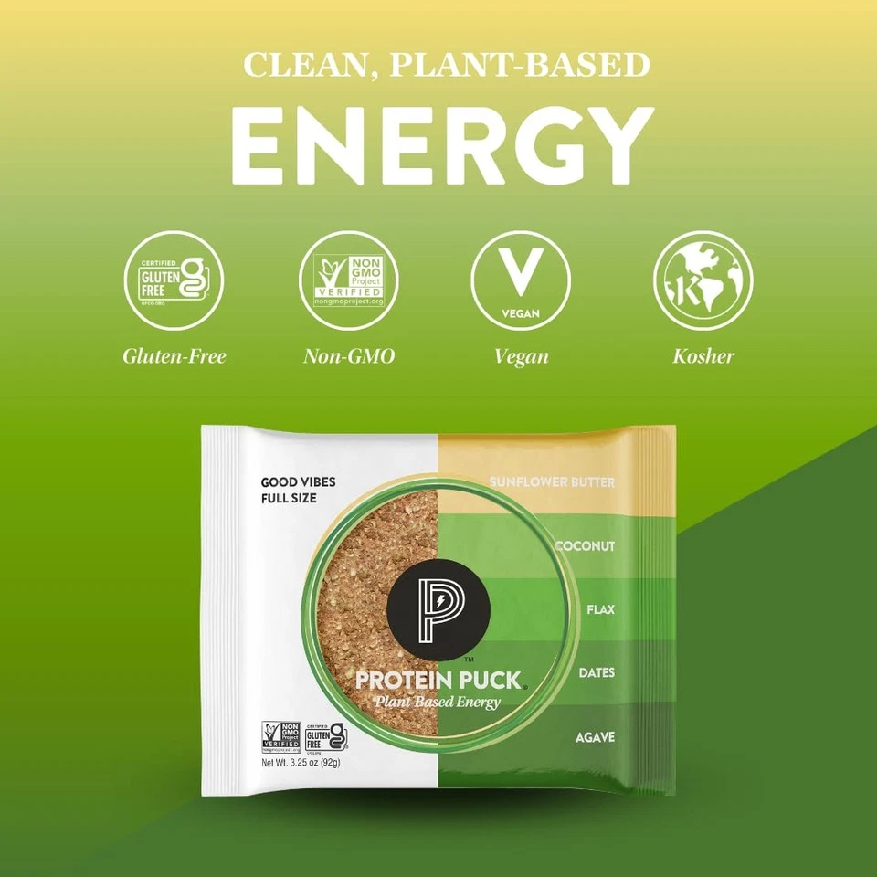 Barritas de bocadillos Good Vibes Protein Puck a base de plantas 16 unidades veganas sin gluten Foto 3 de 4