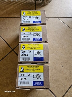 Arlington GF75 3/4 in FMC Screw-In Conduit Connector, Zinc Silver