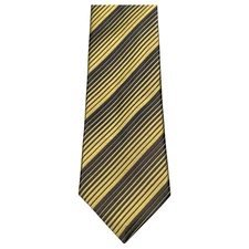 XMI Platinum Tie Mens Gold Black Silk Striped Handmade USA Formal Necktie USA