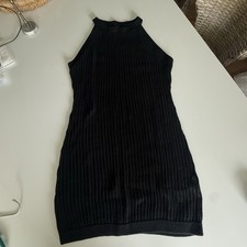 Quince Women 100% Organic Cotton Open-knit Cover-up Dress Black M Swim