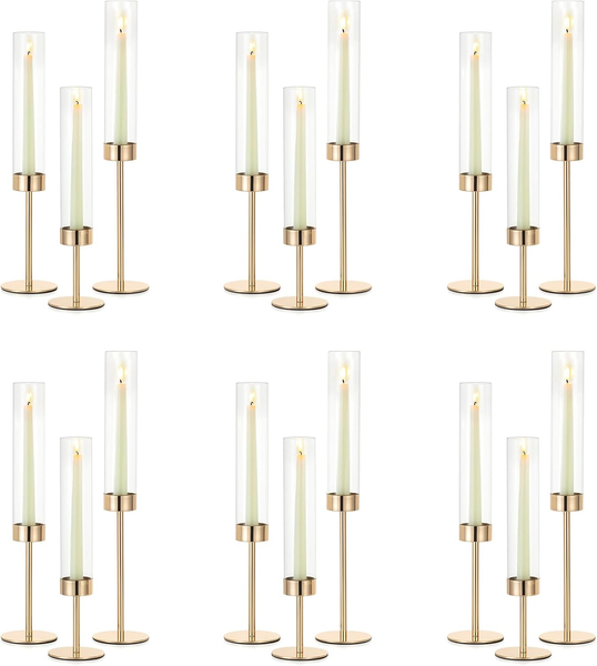 Nuptio KerzenstäNder Gold Glaszylinder FüR Kerzen Kerzenhalter Stabkerzen-image