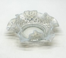 Vintage Fenton French Opalescent Hobnail Ruffled Edge Glass Candy Dish 6"