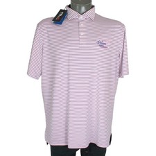 RLX Ralph Lauren Golf Polo Shirt Mens L Pink Stripe Performance NWT Pelican