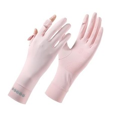 Summer Sun Protective Gloves for Women, Ice Silk UV Protection One Size Pink