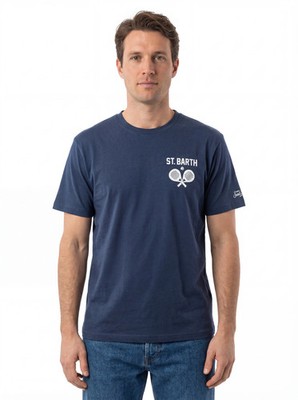 Saint Barth Herren T-Shirt Kurzarm Navy Blau Größe S