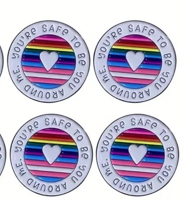 4 PACK 1   YOU RE SAFE WITH ME  Pride Month Flag Circle Pin LGBTQ Ally June