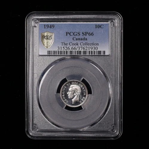 1949 Specimen 10c PCGS SP66 KGVI Canada Silver Dime Cameo - Prev Cook Collection